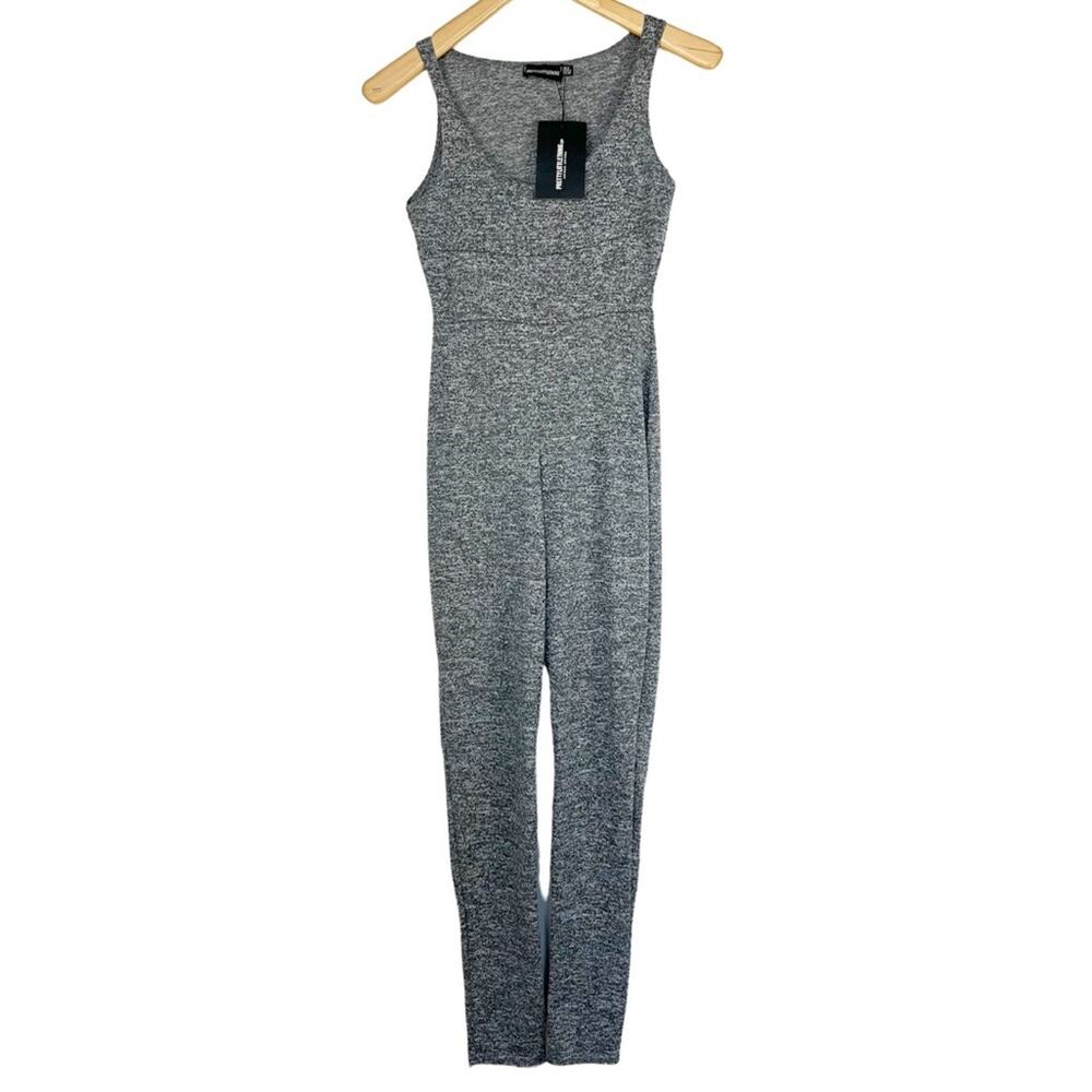 Pretty Little Thing Shape Waist Panel Jumpsuit Black Gray Size 4